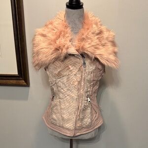 Guess Faux Fur leather Vest in Light Blush NWT M